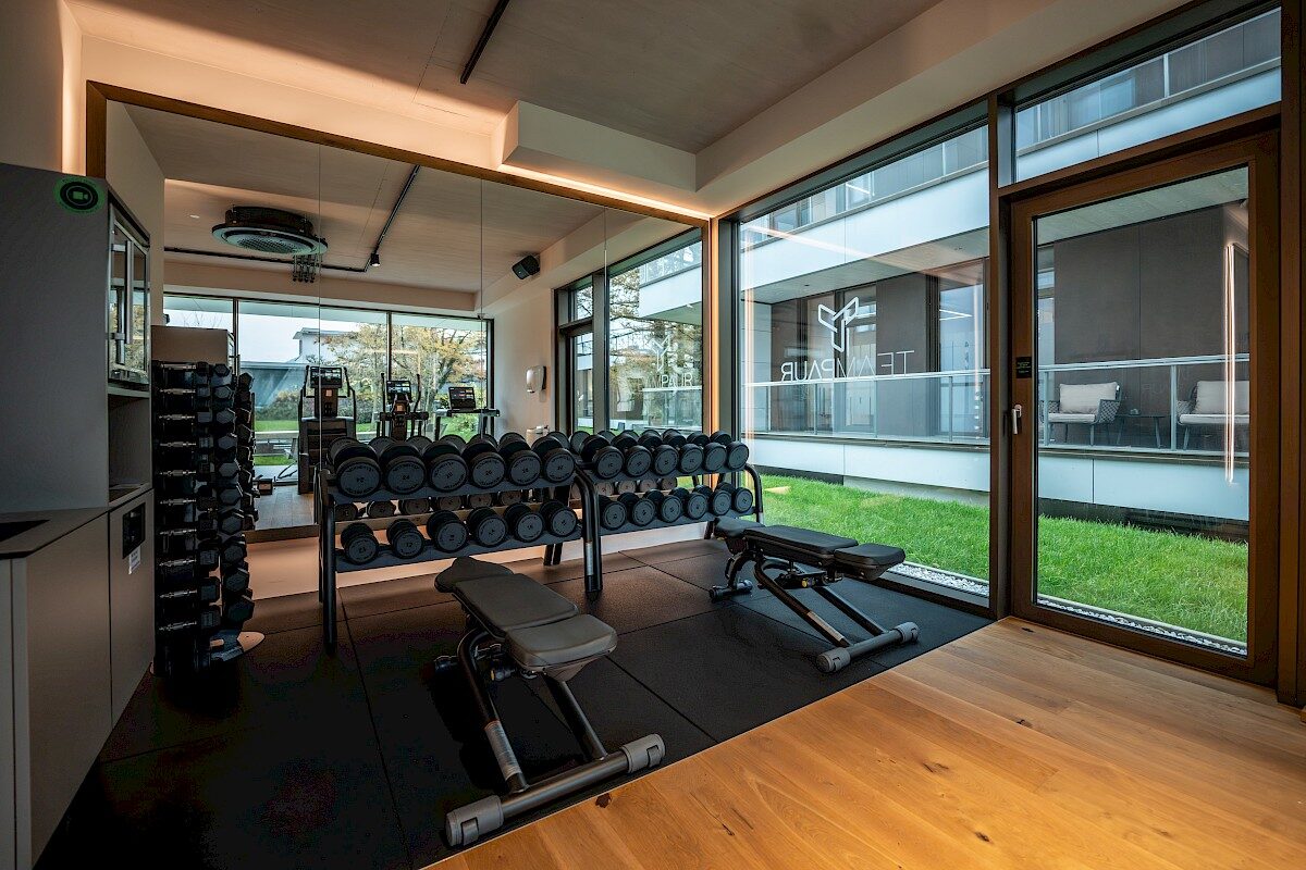 Trainingsraum bei TEAM PAUR mit Blick ins Grüne, Personal Training in Salzburg